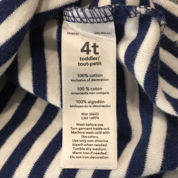 Carter’s‎ Girls Sz 4T Shirt Blue Stripe 3/4 Sleeve 100% Cotton Preppy Nautical - Picture 5 of 8